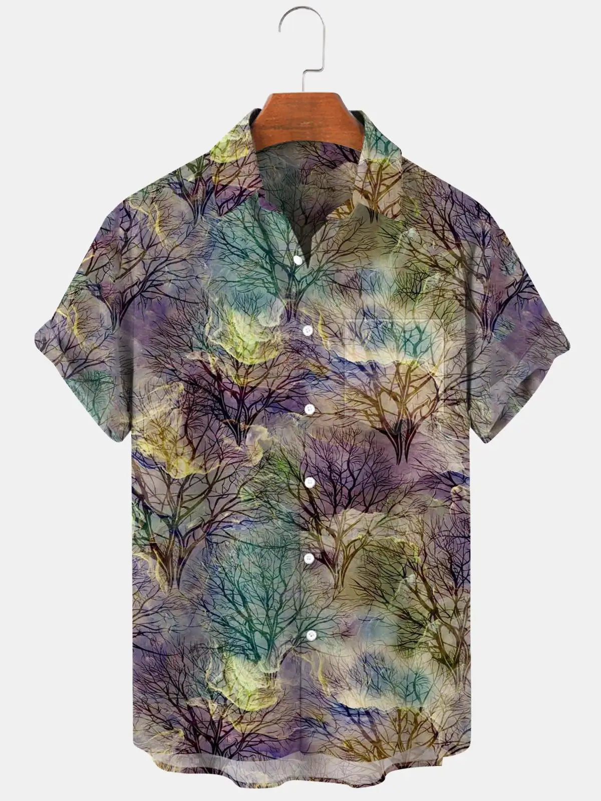 New Hawaii Spring/Summer Fashion Leisure Street Walk Tourist Beach Printed Full Open Short Sleeve Button Shirt, Quick Shipping GlowCart