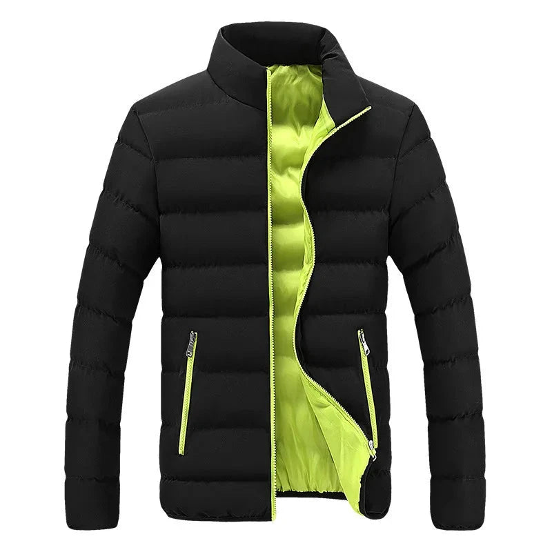 2024 Black New Men's Warm Jacket Cotton Padded Jacket Casual GlowCart