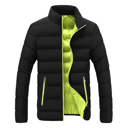 2024 Black New Men's Warm Jacket Cotton Padded Jacket Casual GlowCart