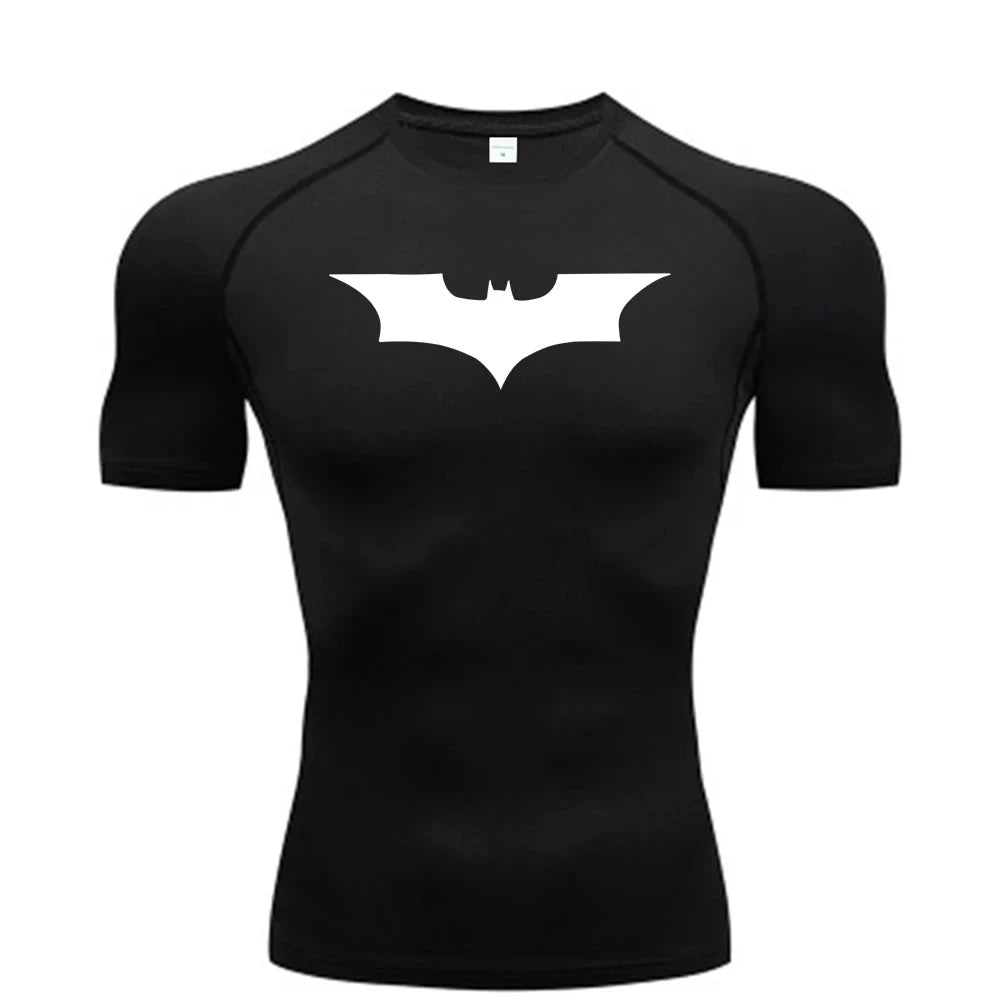 Bat Printed Men's Tight T-Shirt Running Compression GlowCart
