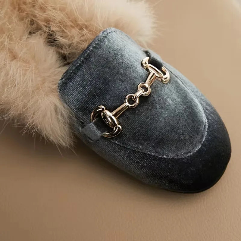 Winter Kids Fur Princess Shoes Baby Girls Velvet Brand Flats Children Slip On Shoes Toddler Fashion Dress Loafers Boys Moccasin GlowCart