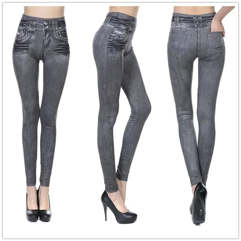 Women Jean Leggings Fitness Pants High Waist Gym Leeggings GlowCart