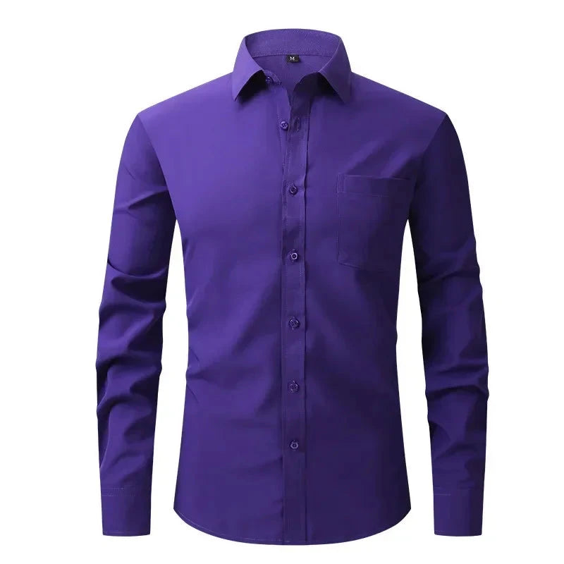 US Size Elastic Shirt New Men's Business and Leisure Long GlowCart