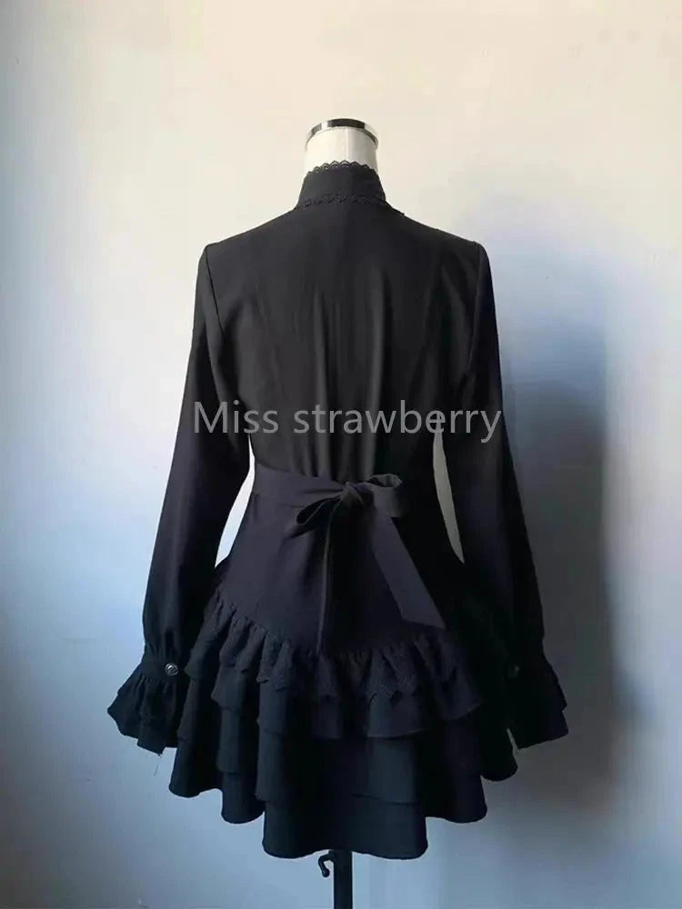 Spring Vintage Gothic Style Lace Up Dress Women Design High GlowCart