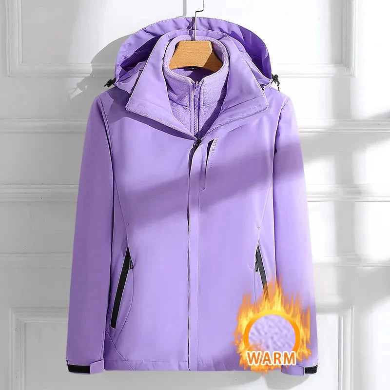Woman Hiking Jacket Winter Outdoor 3 In 1 Waterproof GlowCart