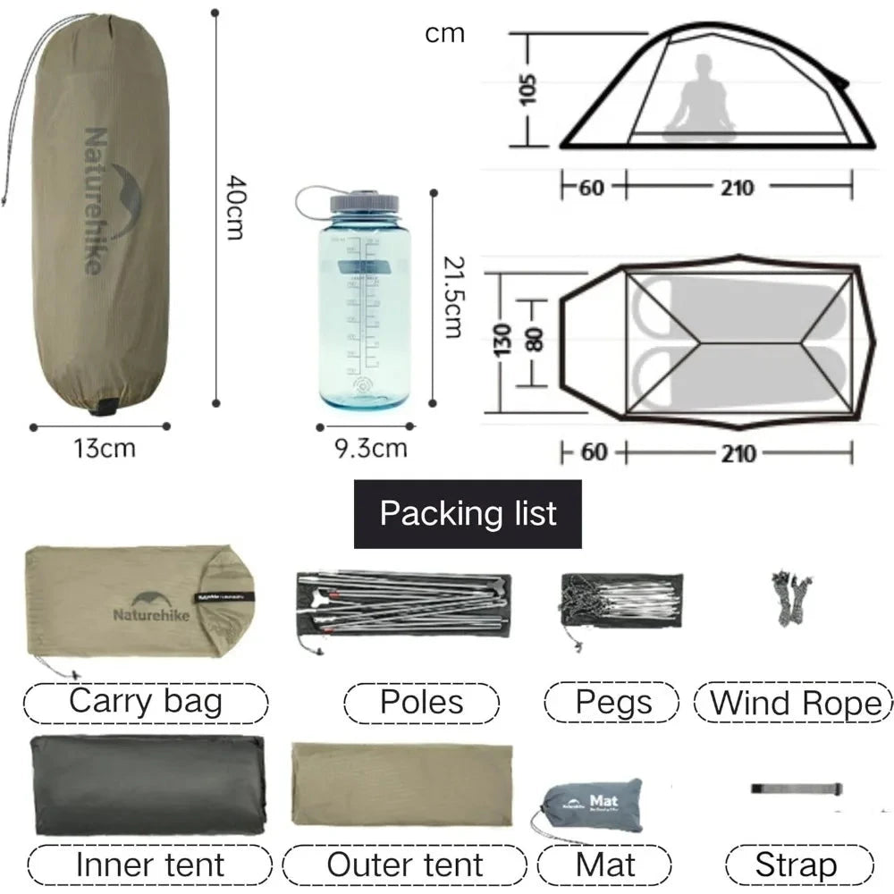 Naturehike 2024 Cloud up Pro Tent, Upgrade Ultralight GlowCart
