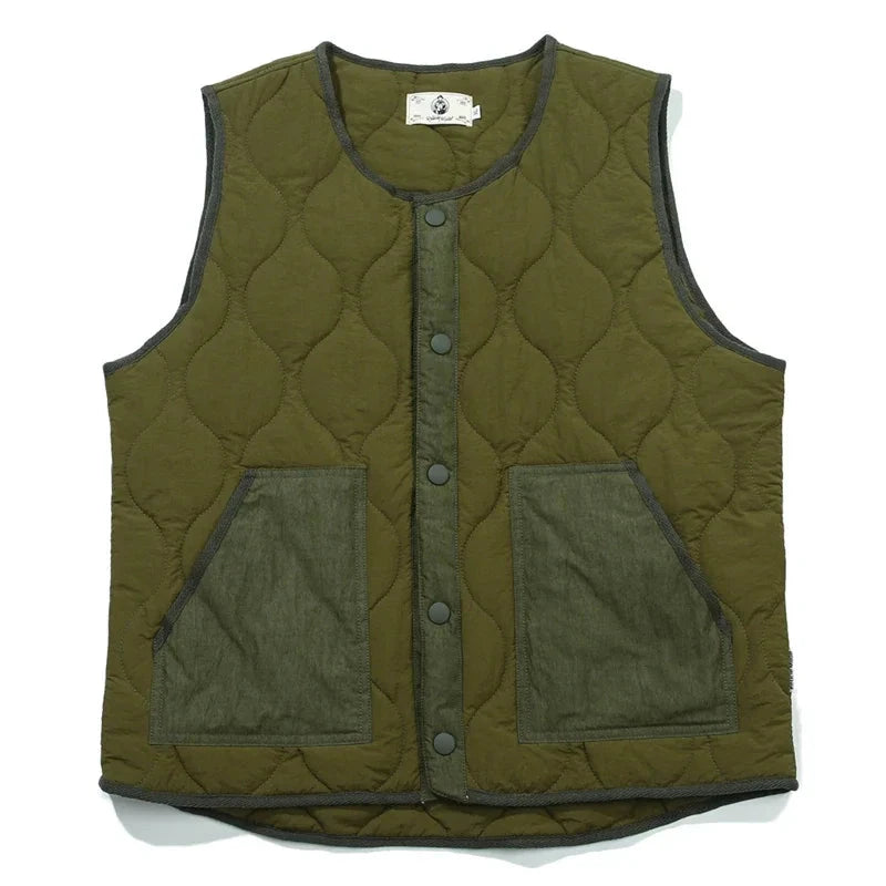 Vintage Cotton Padded Vest Mens Sleeveless Quilted Jacket GlowCart