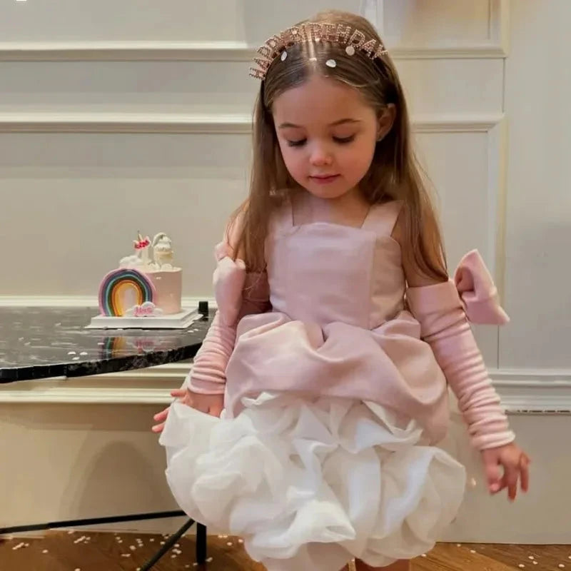 Customized Lovely Pink Flower Girl Dress for Wedding with GlowCart