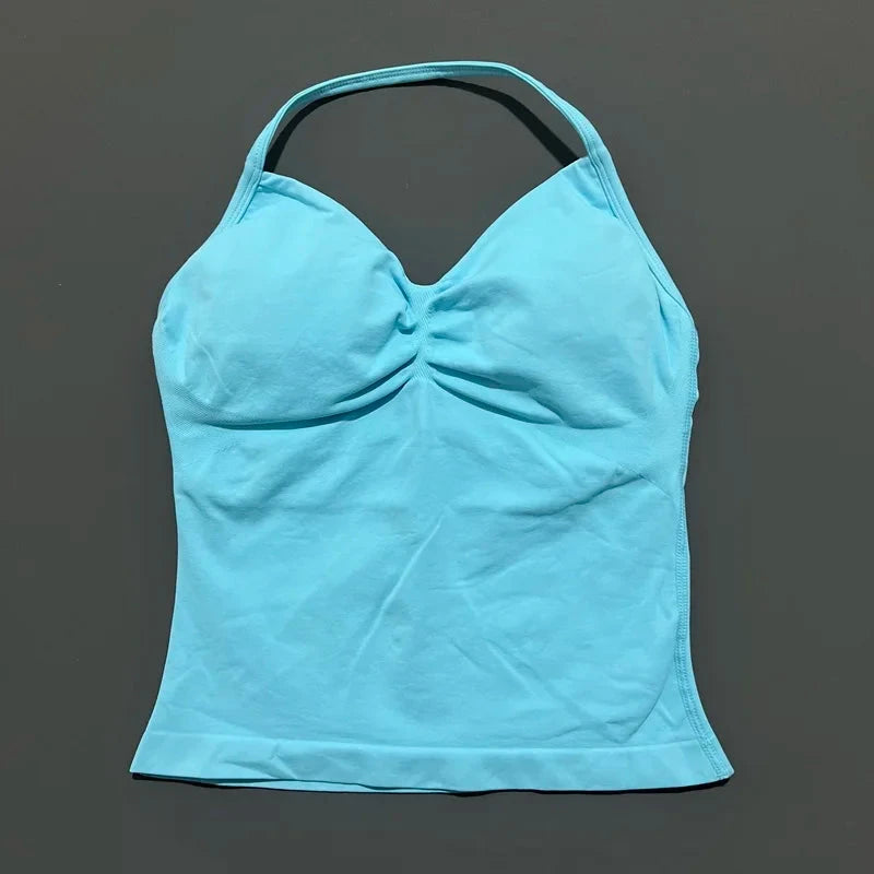 HISTELLO Impact Longline Strappy Top Sports Yoga Vest Women Fitness Tank Top Gym Beautiful Open Back Bra Running Workout Halter GlowCart