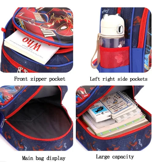 Disney Spiderman Unisex Backpacks Large Capacity Gilding Print Schoolbag For Children's Gifts With Pen Case GlowCart