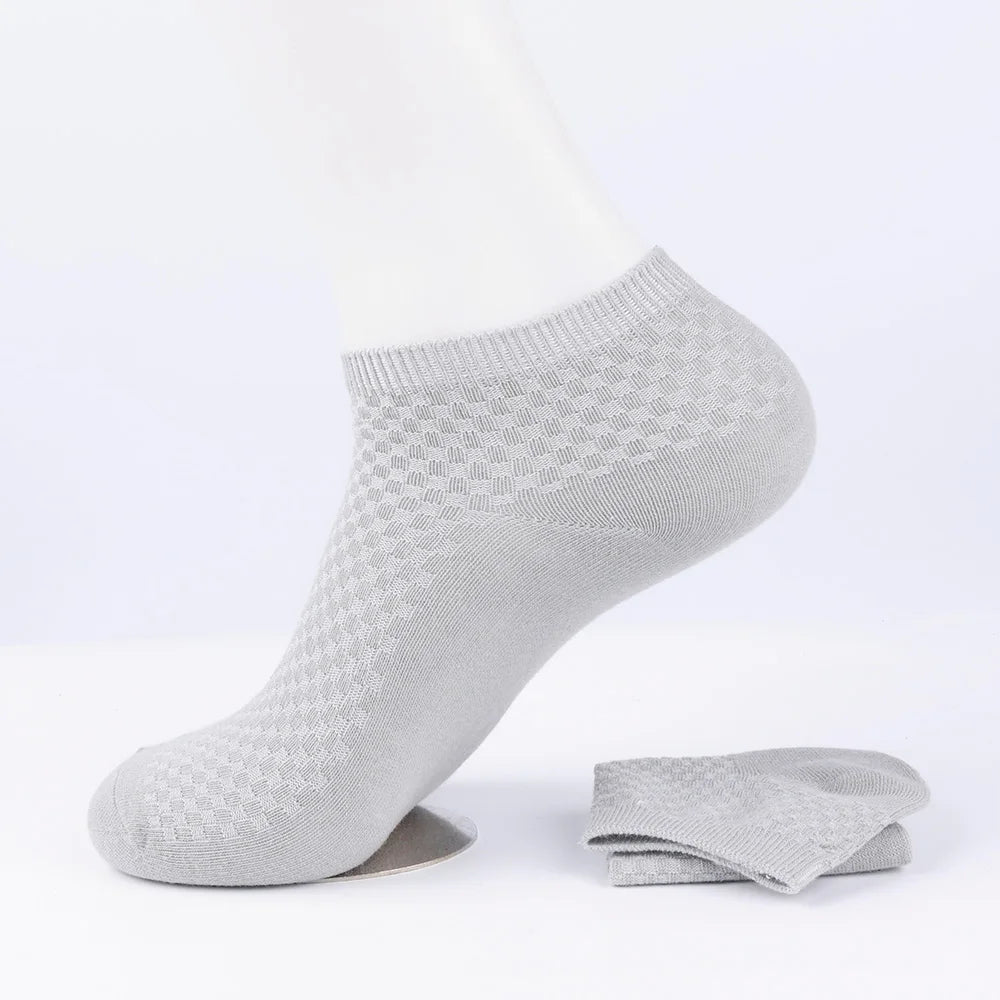 Quality Bamboo Fiber Sock New Compression Men Casual Business Anti-Bacterial Breatheable Solid Color Mid-tube Stockings GlowCart