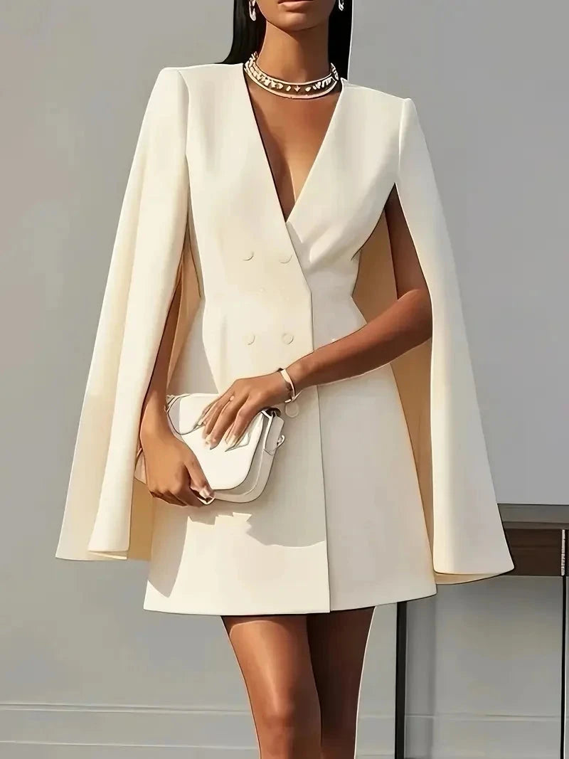 Autumn commuting double-breasted shawl cloak solid colour GlowCart