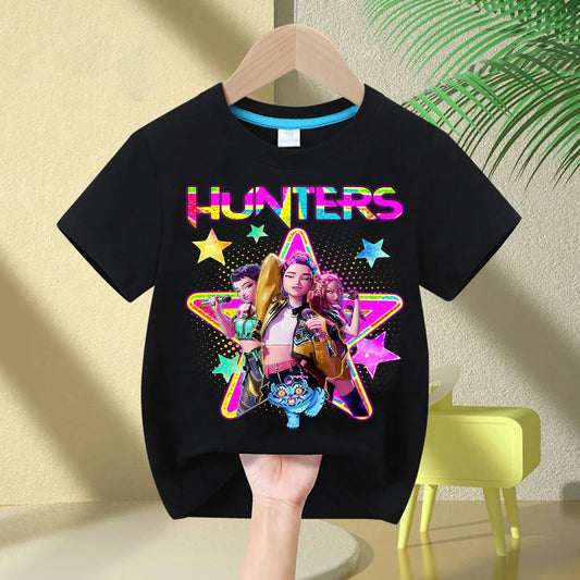 2025 Hot Movie Soft Cotton Baby Girls T Shirt Children's Clothing KPop Demon Hunters Fans Gifts Kids Clothes Fashion Casual Tops GlowCart