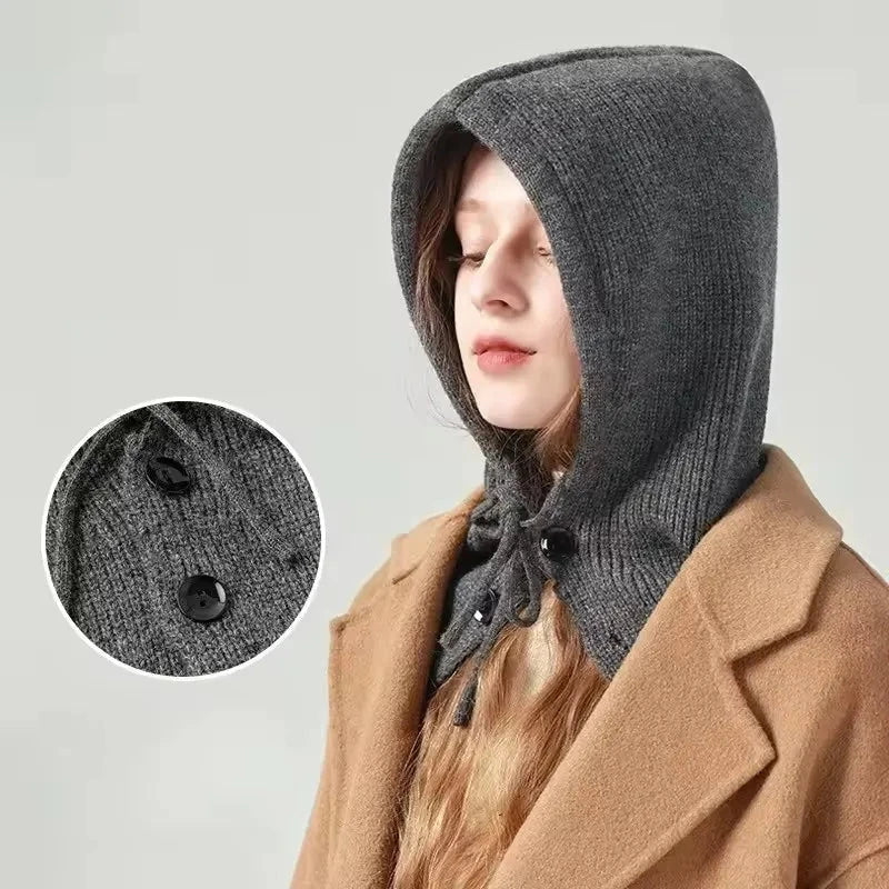 Knitted Hooded Caps Winter Balaclava Hats Women Korean Style GlowCart