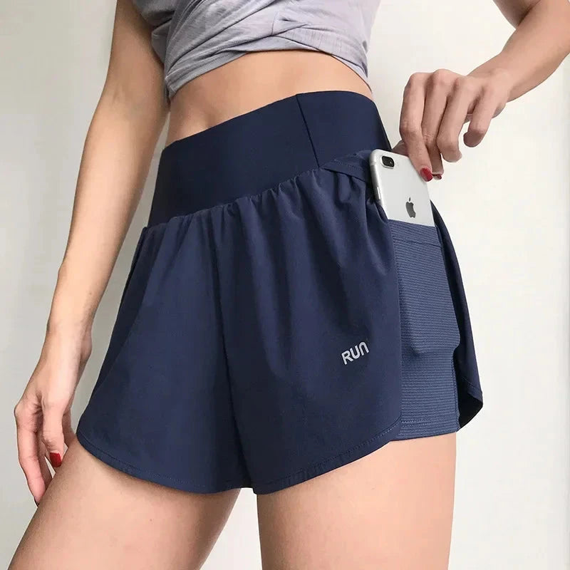 Women's High-Waisted Loose Workout Shorts Quick-Dry Yoga Running Shorts with Built-in Liner Summer Casual Activewear GlowCart