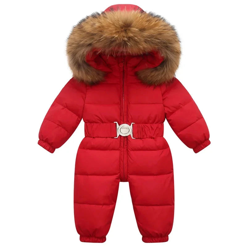 Children Winter Overalls Waterproof Hooded Girl Down Jacket Baby Boy Warm Jumpsuit Toddler Girl Faux Fur Ski Suit Kids Snowsuit GlowCart