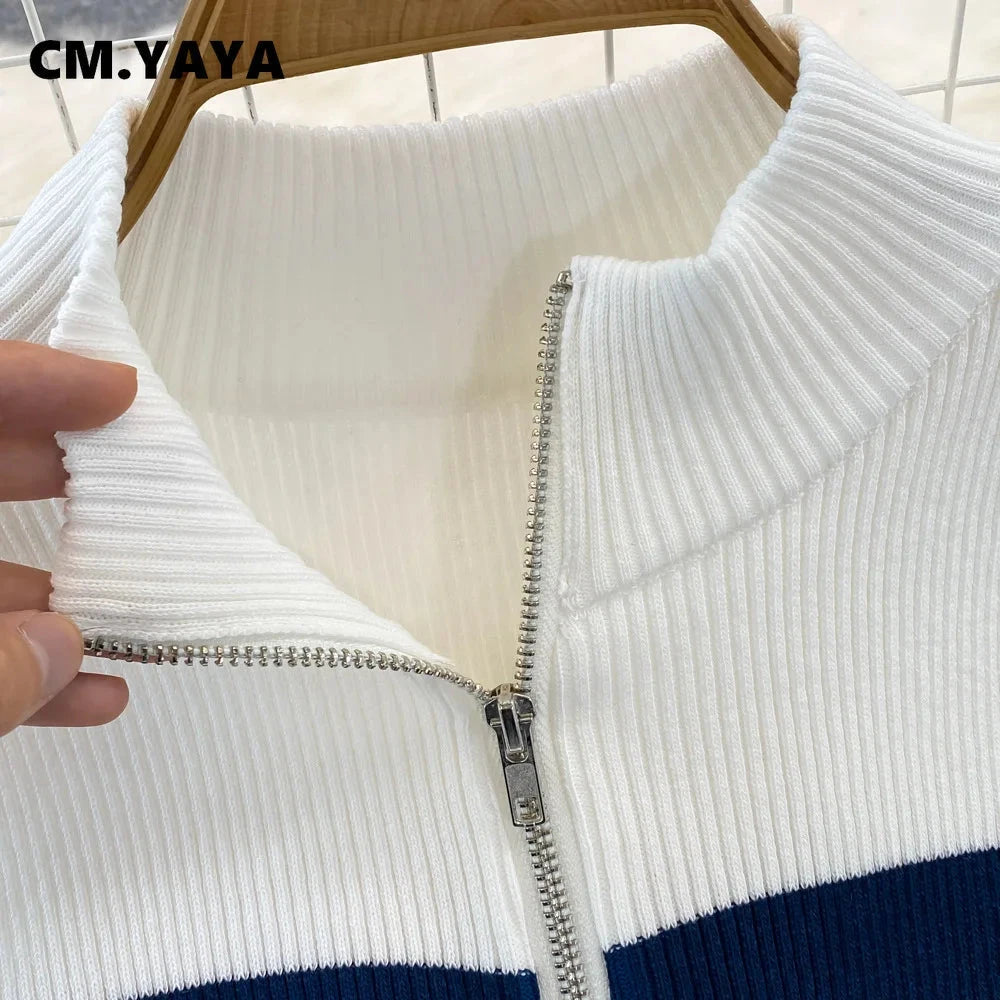 CM.YAYA Fashion Women striped knit Sleeveless Active Sporty GlowCart