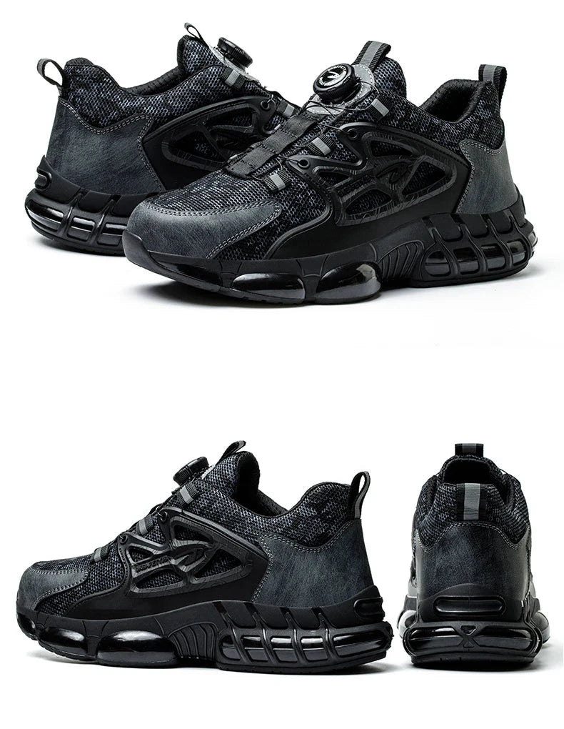 Rotating Button Safety Shoes Men Steel Toe Sneaker Air GlowCart