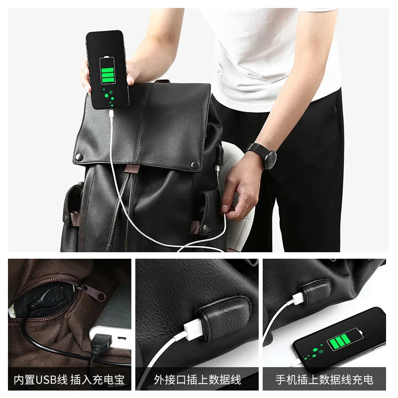  Leather Men’s Backpack For College School Style Backpack GlowCart