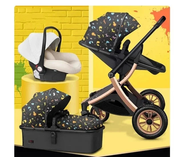 Baby stroller 3 in 1 High Landscape Stroller Reclining Baby Carriage with car seat Foldable Stroller Bassinet Puchair Newborn GlowCart