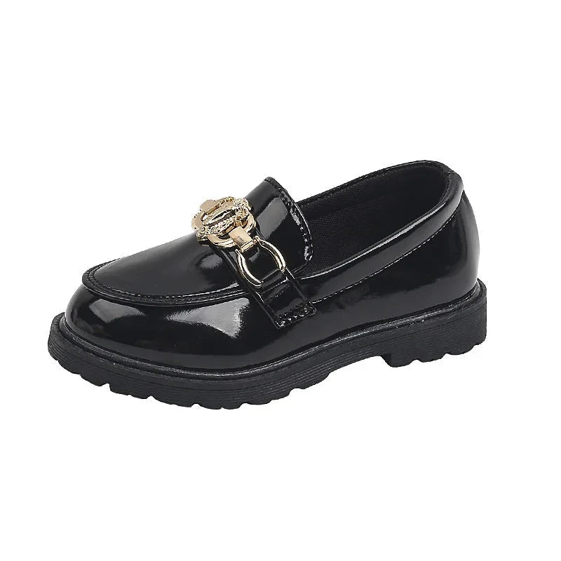 Children's Shoes Girls Autumn Princess Fashion Leather Shoes Kids Soft Sole British Style Black Student Performance Shoes GlowCart