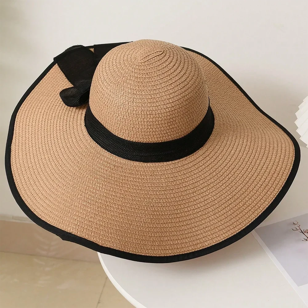 1pc Women's Oversize Brim Straw Hat Women's Summer Sun Block GlowCart