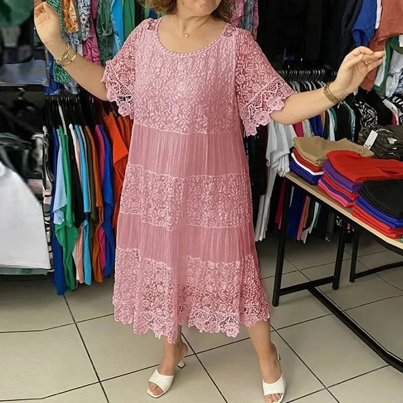 Fashion Crew Collar Long Dress Elegant Ladies Solid Club GlowCart