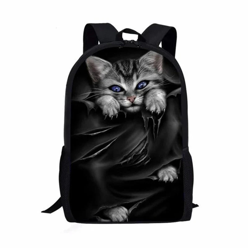 Trendy Popular Cat Notebook Backpacks pupil School Bags 3D GlowCart