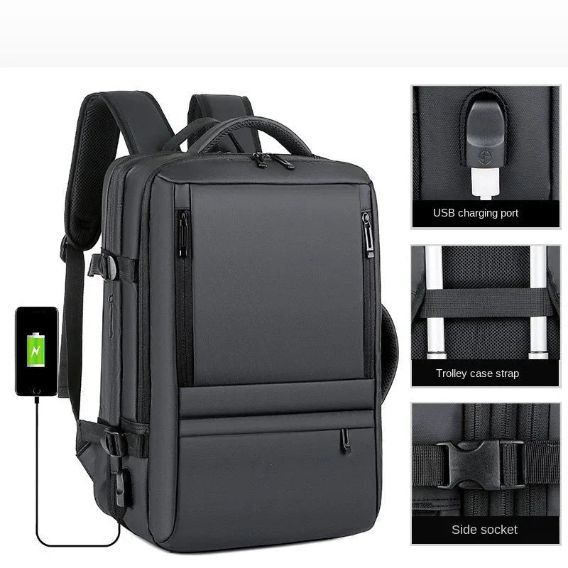 Mens Large Capacity Backpack Expandable Male 17inch Laptop GlowCart