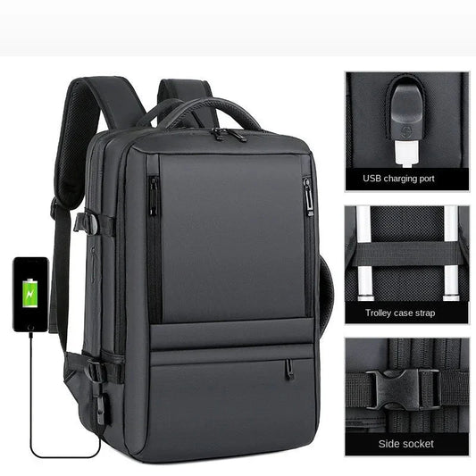 Mens Large Capacity Backpack Expandable Male 17inch Laptop GlowCart