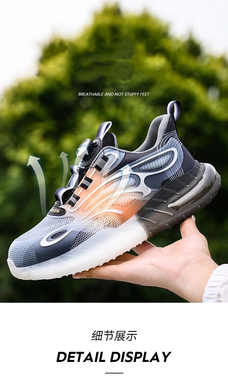 High-top men's all-season universal steel head anti-smash anti-puncture rotating buckle non-slip wear-resistant safety shoes GlowCart