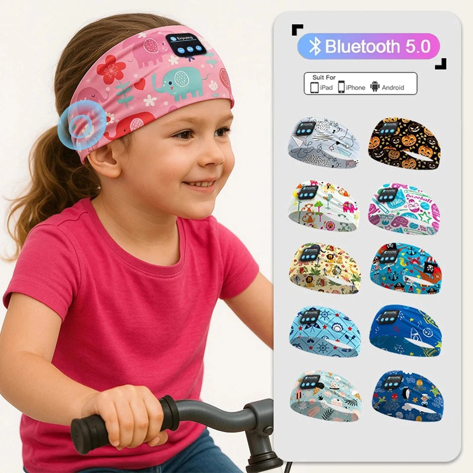 Kids Cartoon Bluetooth Headphones Headband Wireless Sports GlowCart