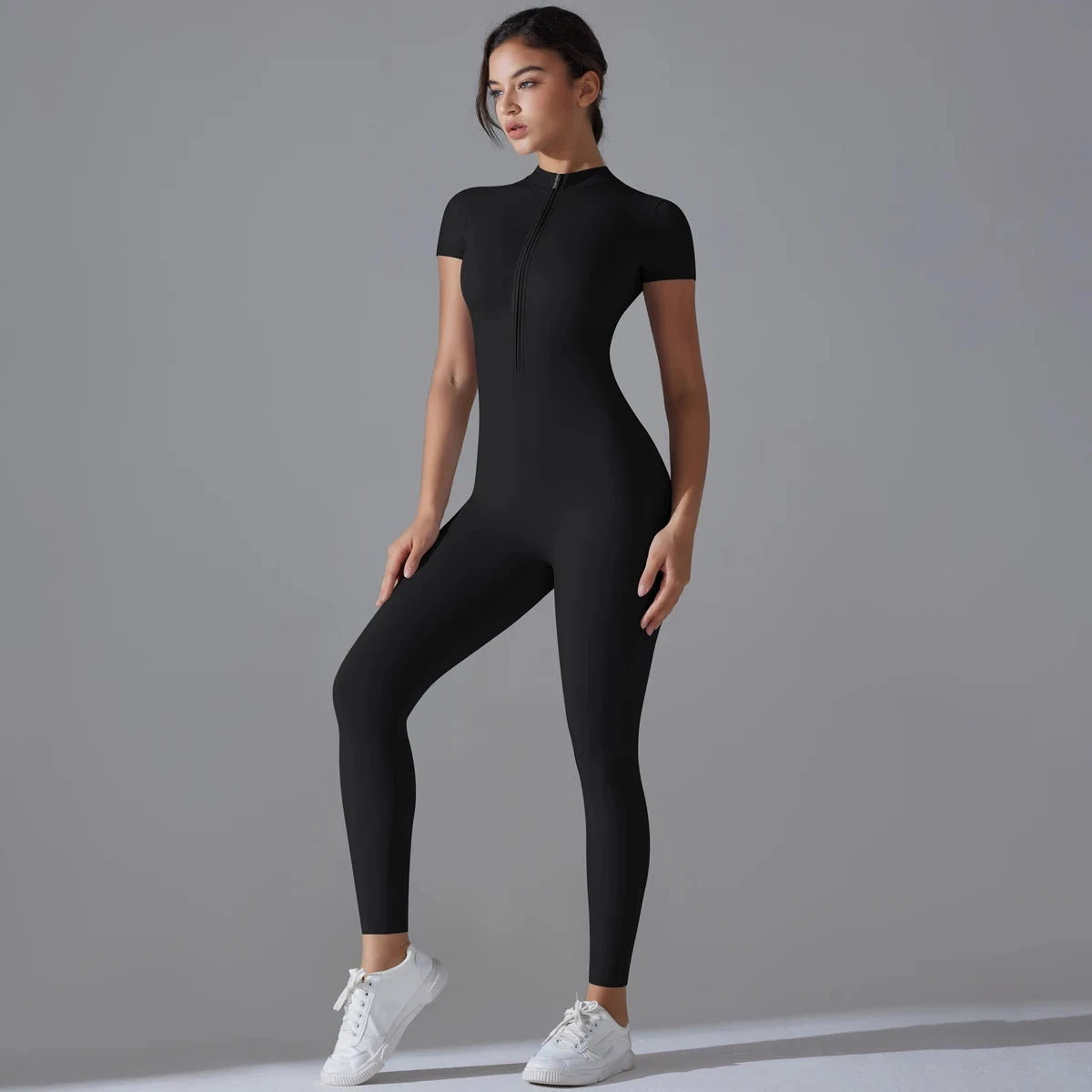 Yoga Set Women's Jumpsuits One-Piece Suit Zipper Short GlowCart