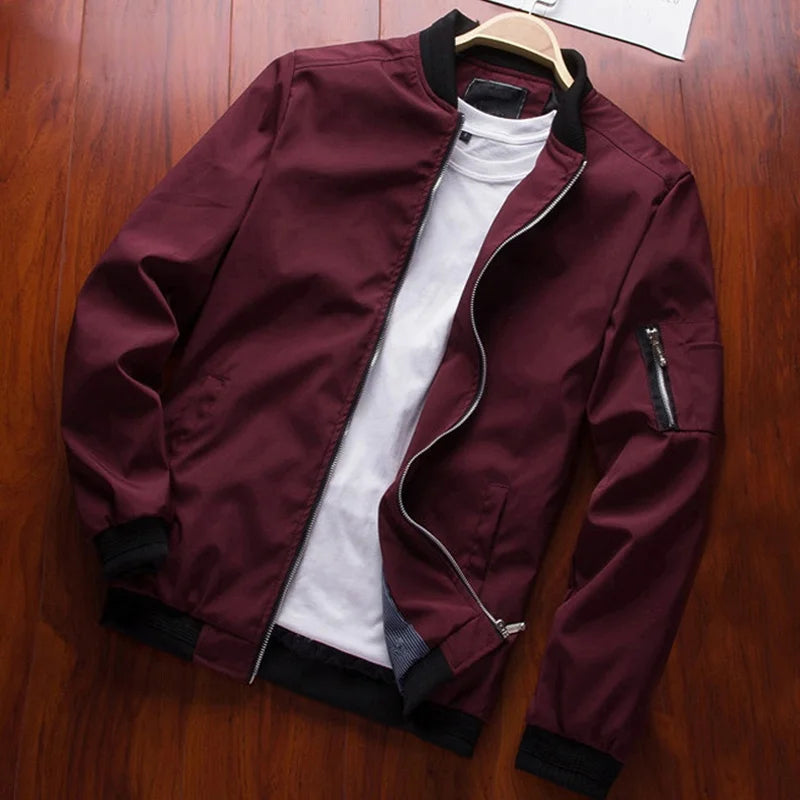 Men Bomber Jacket Thin Slim Long Sleeve baseball Jackets