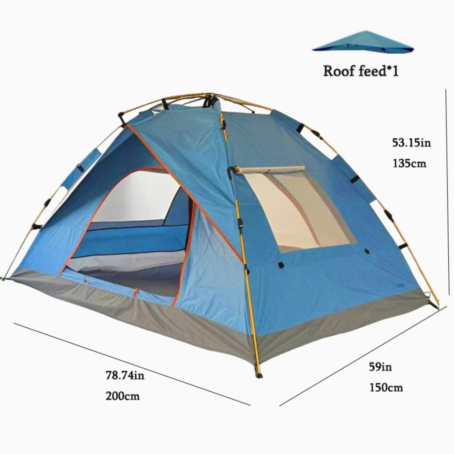 2-Person (blue)/4-Person (white), Extra-Large Tent with Mesh GlowCart