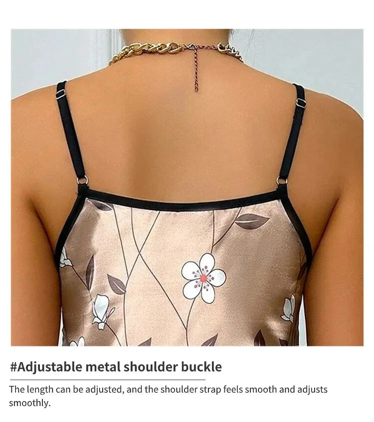 Women's Sleepwear Summer Floral Print Satin Nightgown Casual GlowCart