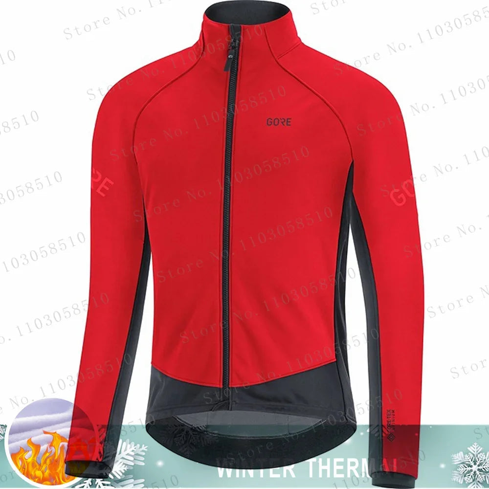 Winter Jersey Men's Thermal Fleece Bicycle Clothing MTB Long Sleeve Warm Tops Road Bike Outdoor Sports Jacket Bike Clothing GlowCart