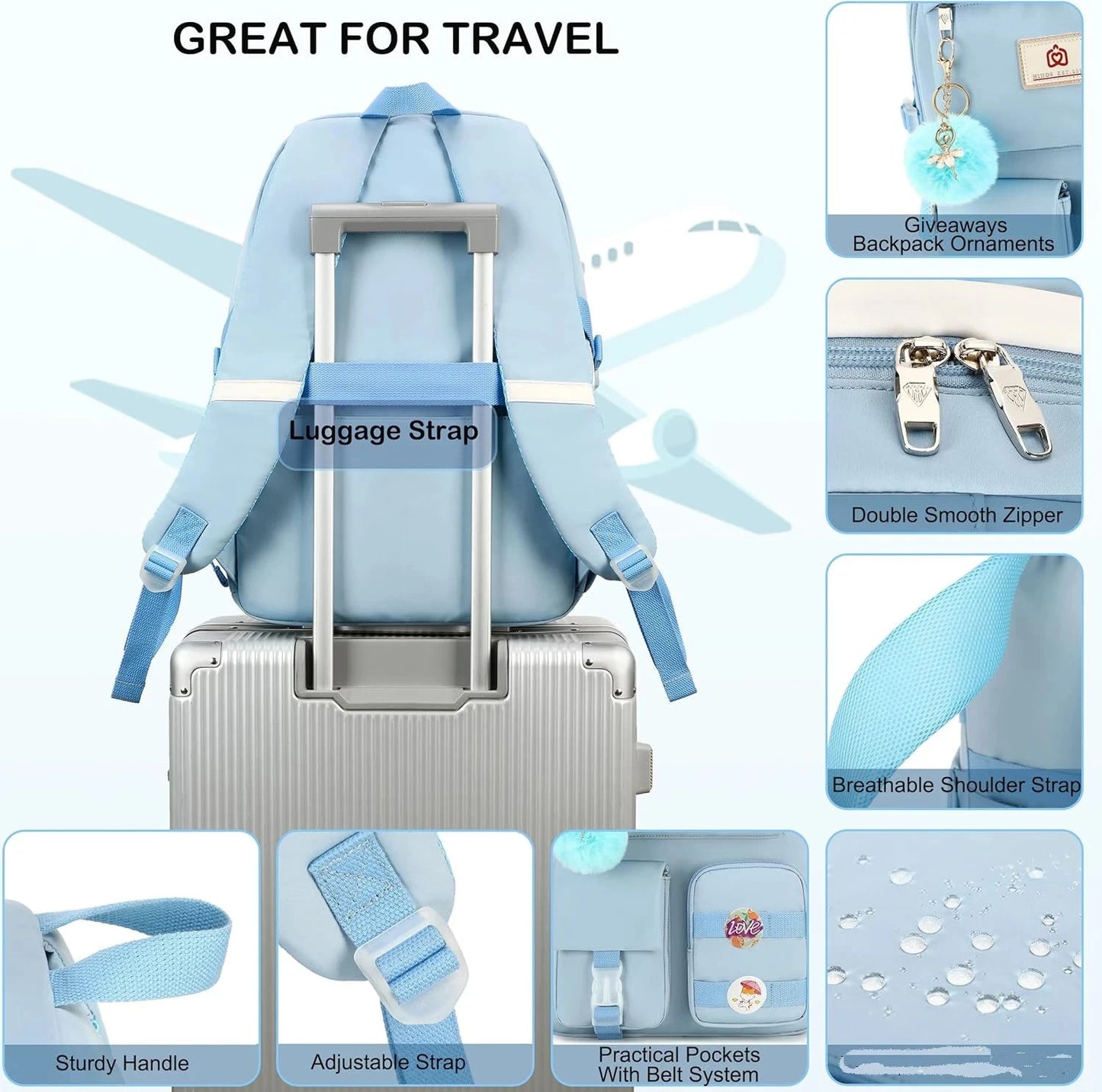 School Backpack for Teen Girls Women College Laptop GlowCart