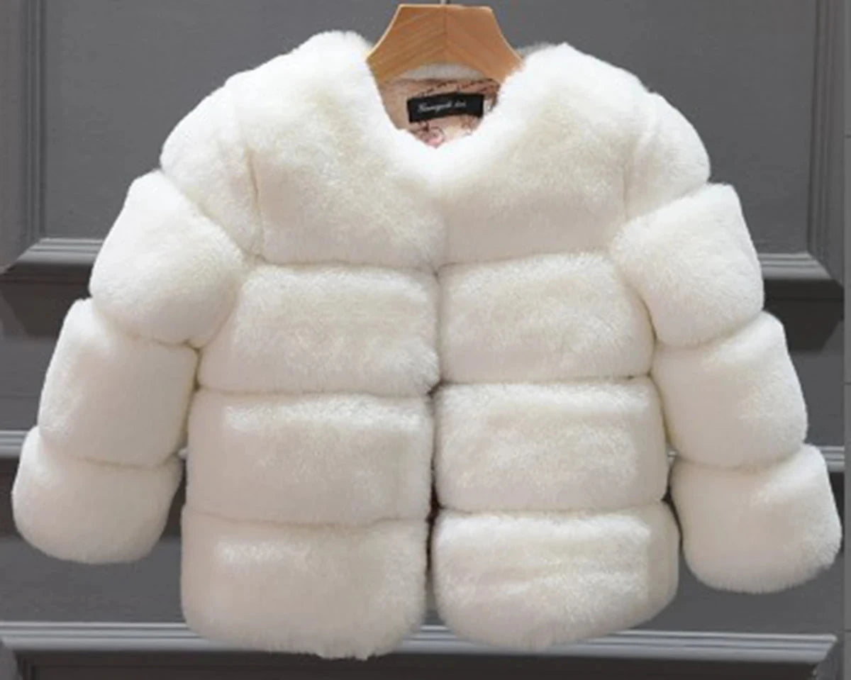 Girls Faux Fur Coat Winter Children Girls Long Sleeve Christmas Jacket Warm Kids Girls Coat Girls Outerwear Clothing GlowCart