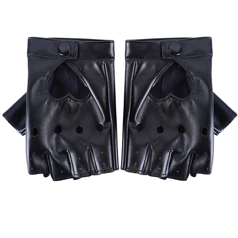 Fashion Half Finger Driving Women Comfortable Gloves PU GlowCart