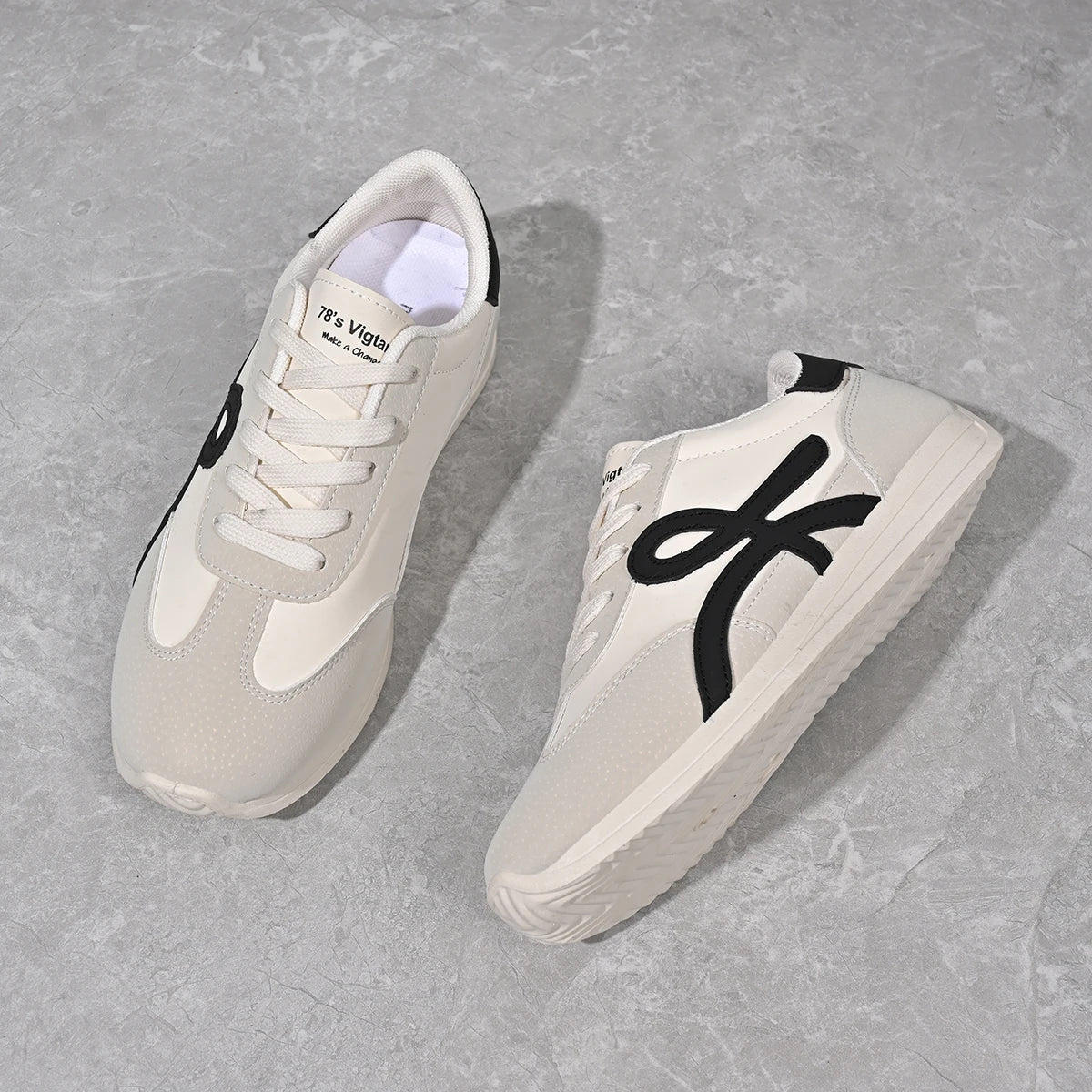 2025 new women's sports shoes casual lace up women's fashionable vulcanized shoes versatile flat shoes GlowCart