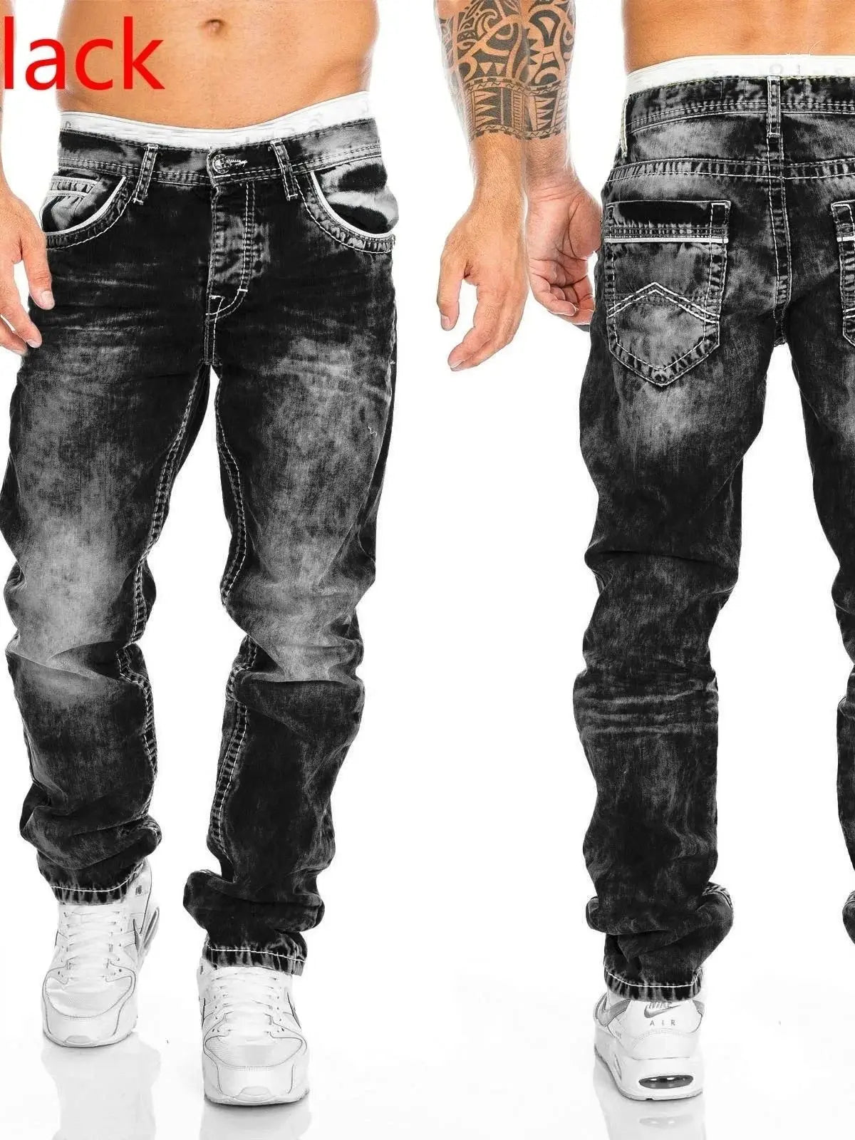 2024 Men Jeans Solid Pockets Stretch Denim Straight Pants Spring Summer Business Casual Trousers Daily Streetwear Men's Clothing GlowCart