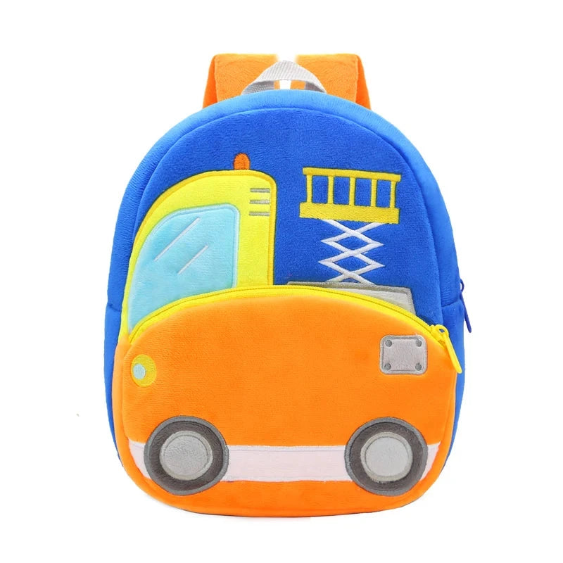 2-4 years old kids engineering backpack cartoon excavator backpack plush kids small school bag toy backpack GlowCart