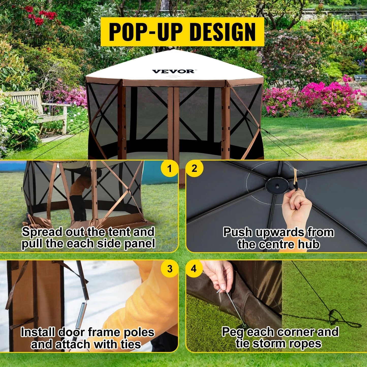 SucceBuy Pop-up Camping Gazebo Camping Canopy Shelter 6 GlowCart