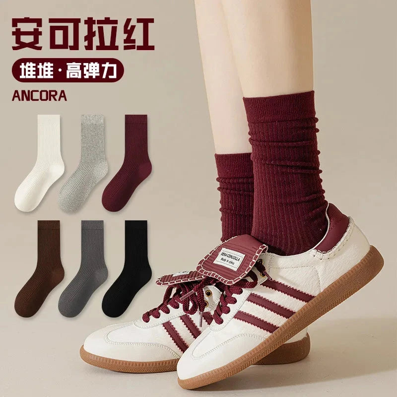 4 Pairs Women's Ankola Red Socks Autumn and Spring Cotton GlowCart