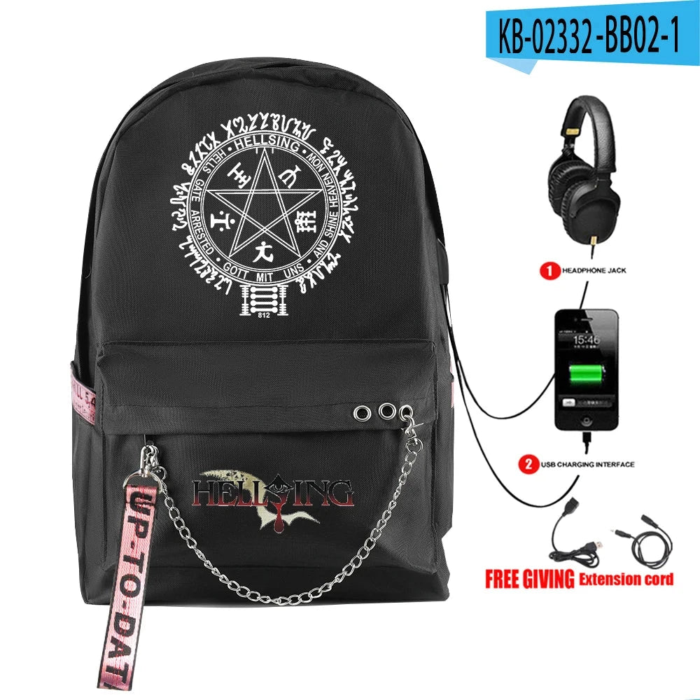 Cartoon Popular Funny Hellsing Student School Bags Unisex GlowCart