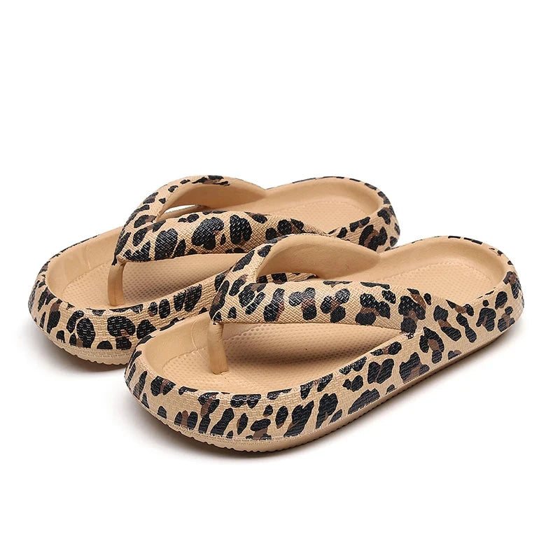 Summer Women Comfort Flip-Flop Leopard Soft Thick-Soled GlowCart