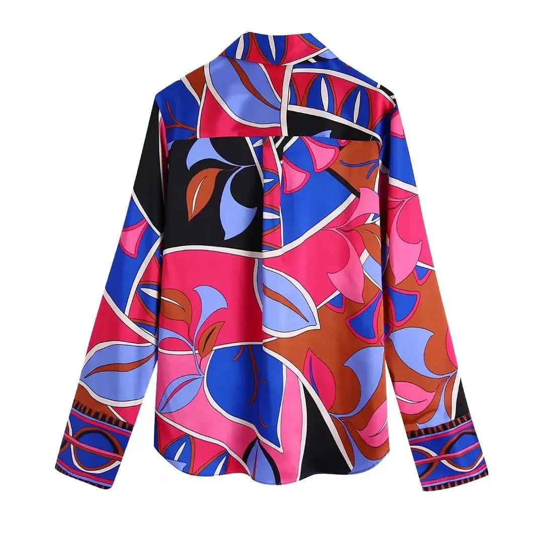 2023 Spring Women's Long Sleeve Geometric Print Vestity GlowCart