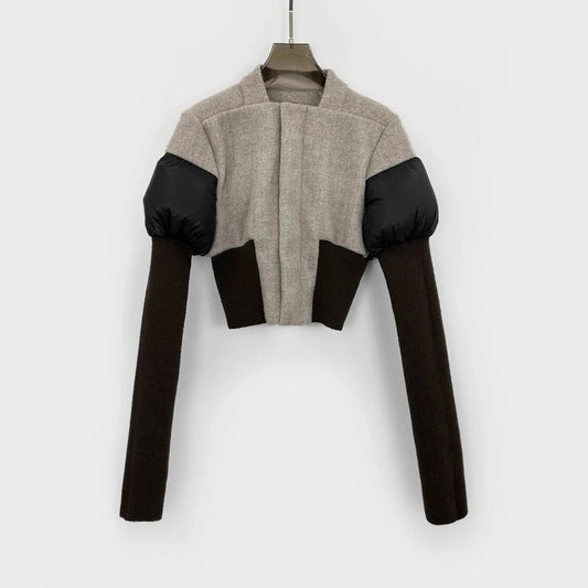 Short Knit Wool-Blend Down Jacket Elegant and Flattering Fit GlowCart