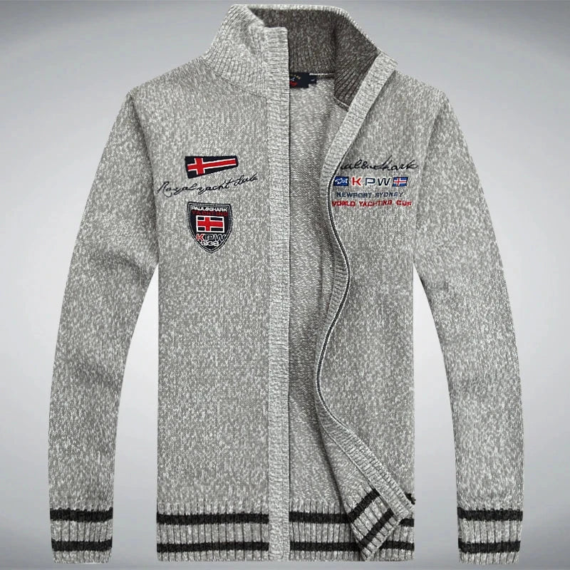 Cotton Man Sweater Shark Autumn Cardigan Overcoat Casual GlowCart